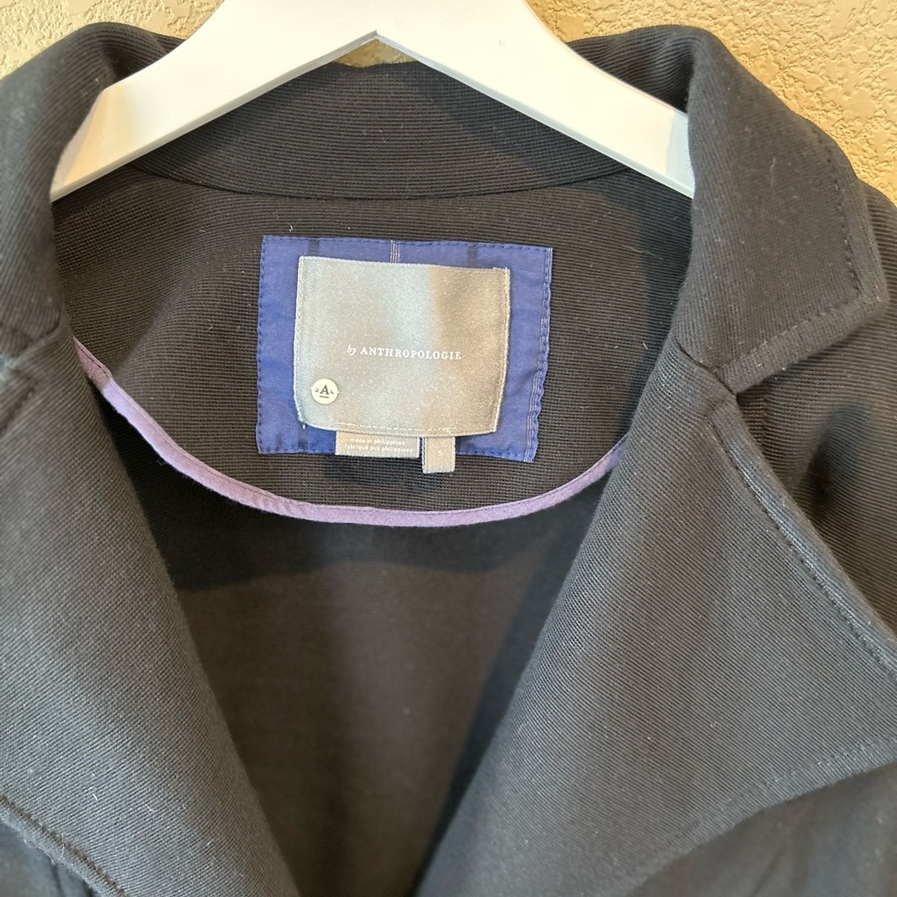 Anthropologie Sylvia Black Blazer with Button Front and Zip Sleeves Size S - Picture 6 of 11